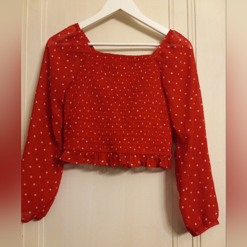 Art Class Red Polka Dot Blouse